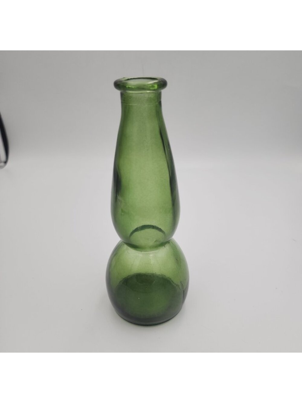 Vintage Green Glass Bubble Bottle Style 7" Bud Vase